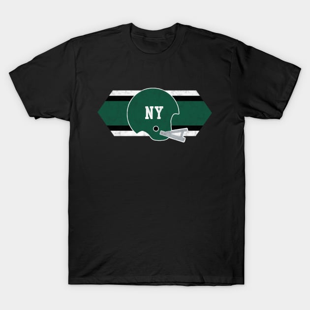 New York Football retro and distressed helmet and stripe T-Shirt by MulletHappens